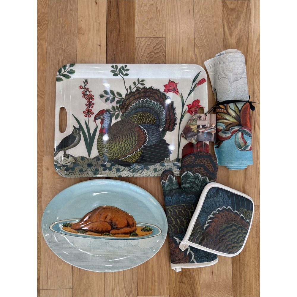 John Derian X Target Thanksgiving Lot Of 5 Platters Table Runner Oven Mitt + Pot